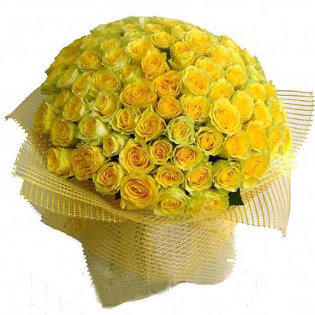 Букет из 101 желтой розы 70 см «Илиос»