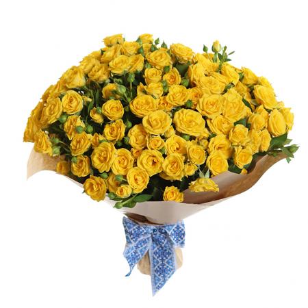 Букет из жёлтых кустовых роз «Солнечный круг»